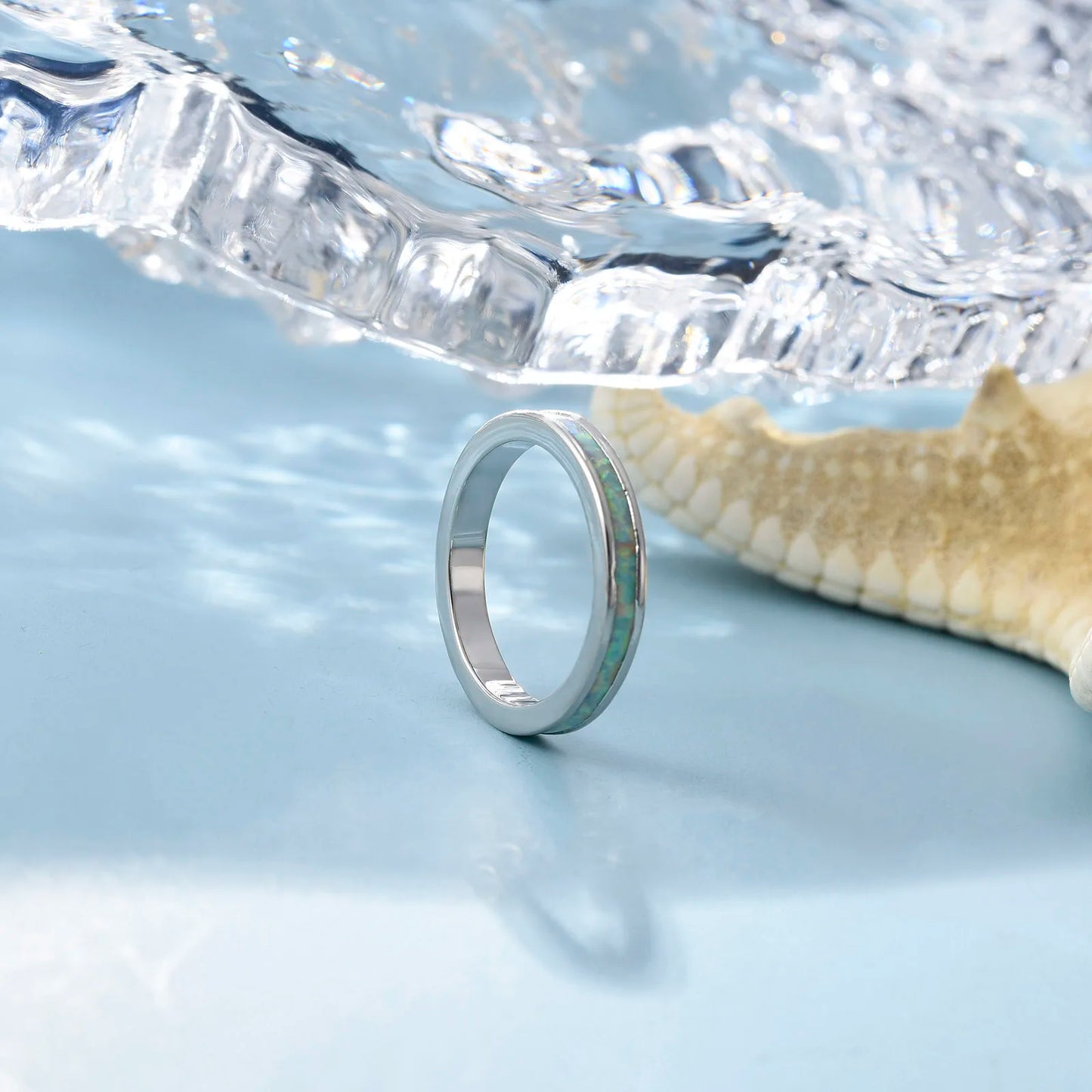Silver Iridescent Opal Ring | Sleek Daily Fashion Band