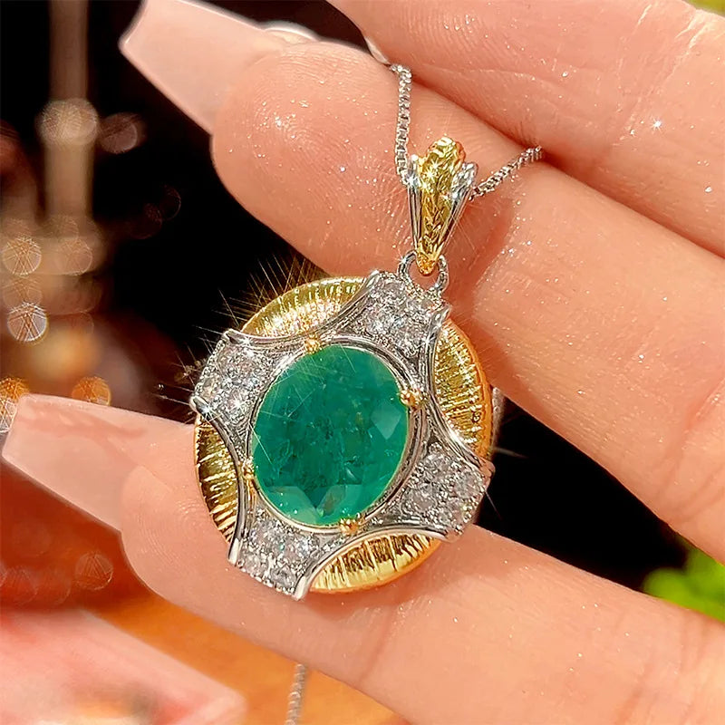 REDheart Trendy Copper Inlaid Zircon Plated Two-Color Open-Opening Movable Flower Ring Simulation Emerald Palace Style Niche Set