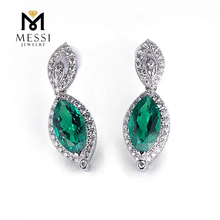 Gemfiori Messi Jewelry Emerald Stud Earring Ladies Jewelries 18k Gold Fashion Earings for Women