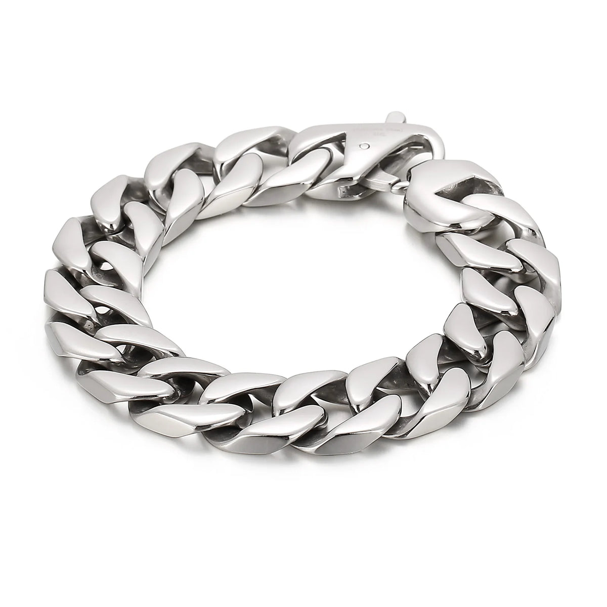REBEL VIKING Cuff Chain Bracelet – 316L Stainless Steel Unisex Silver Bangle
