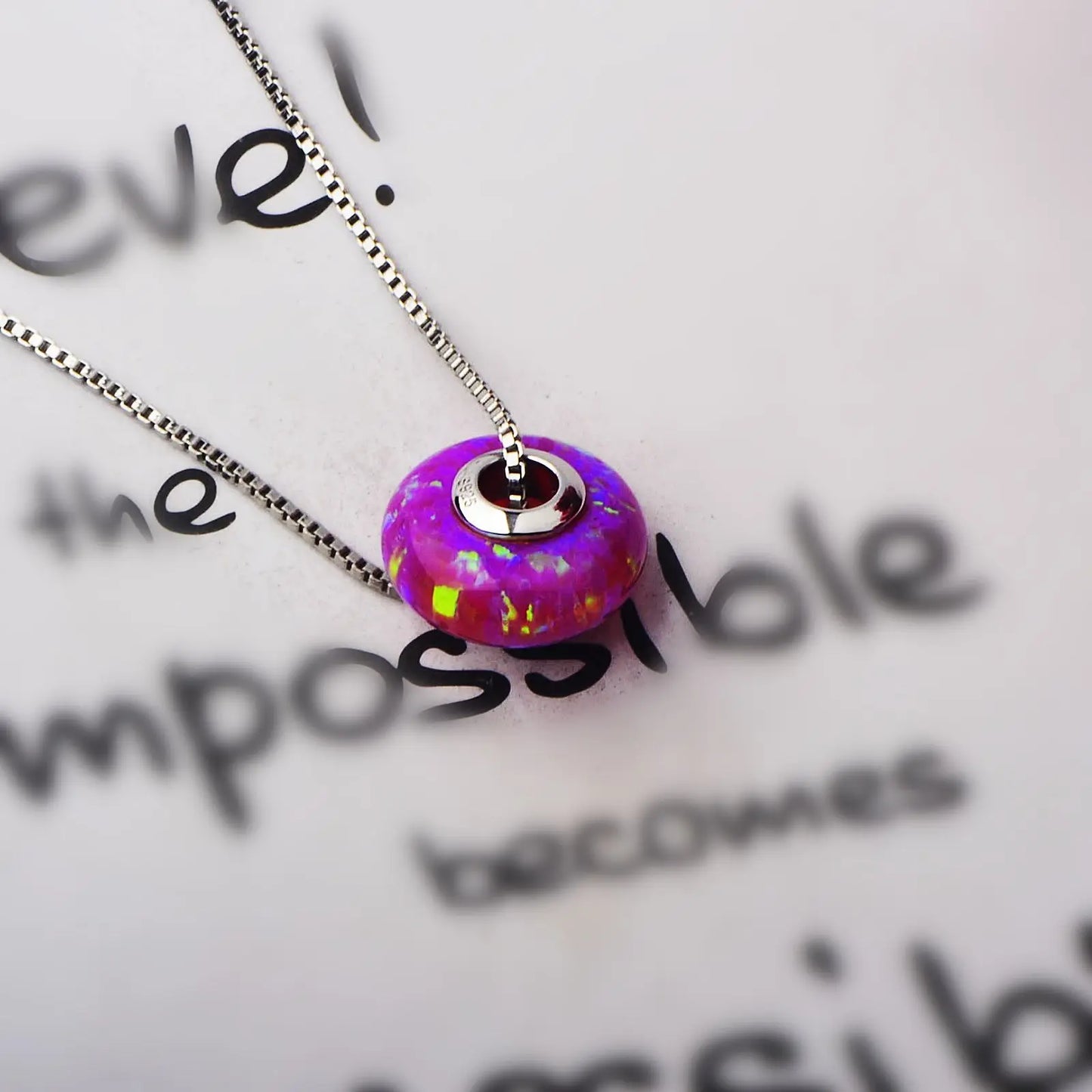TikTok & Ins Fashionable Sporty Brass Copper Alloy Round Shape Opal Pendant Necklace for Party