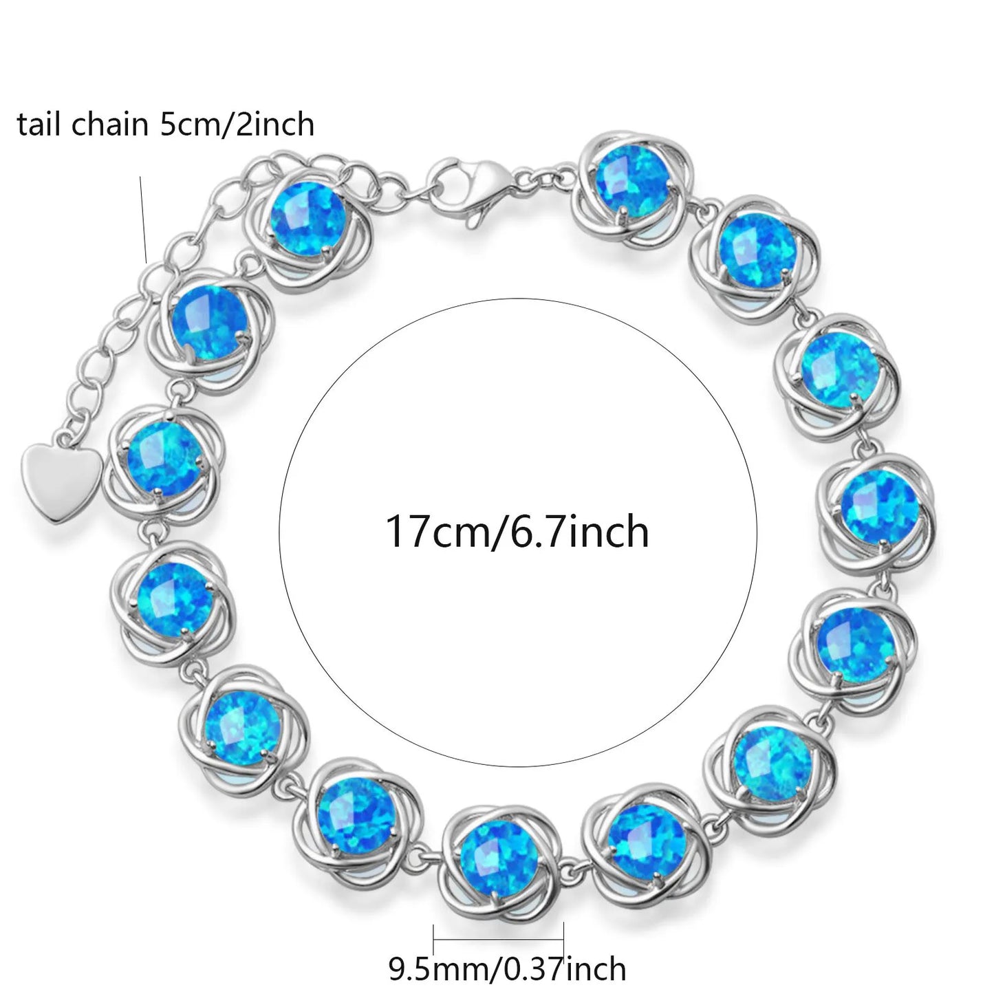 Trendy Brass Beaded Opal Inlaid Christian Bracelet Hawaiian Style Egg & Flower Design Silver Plated Fashion Accessories Bulk