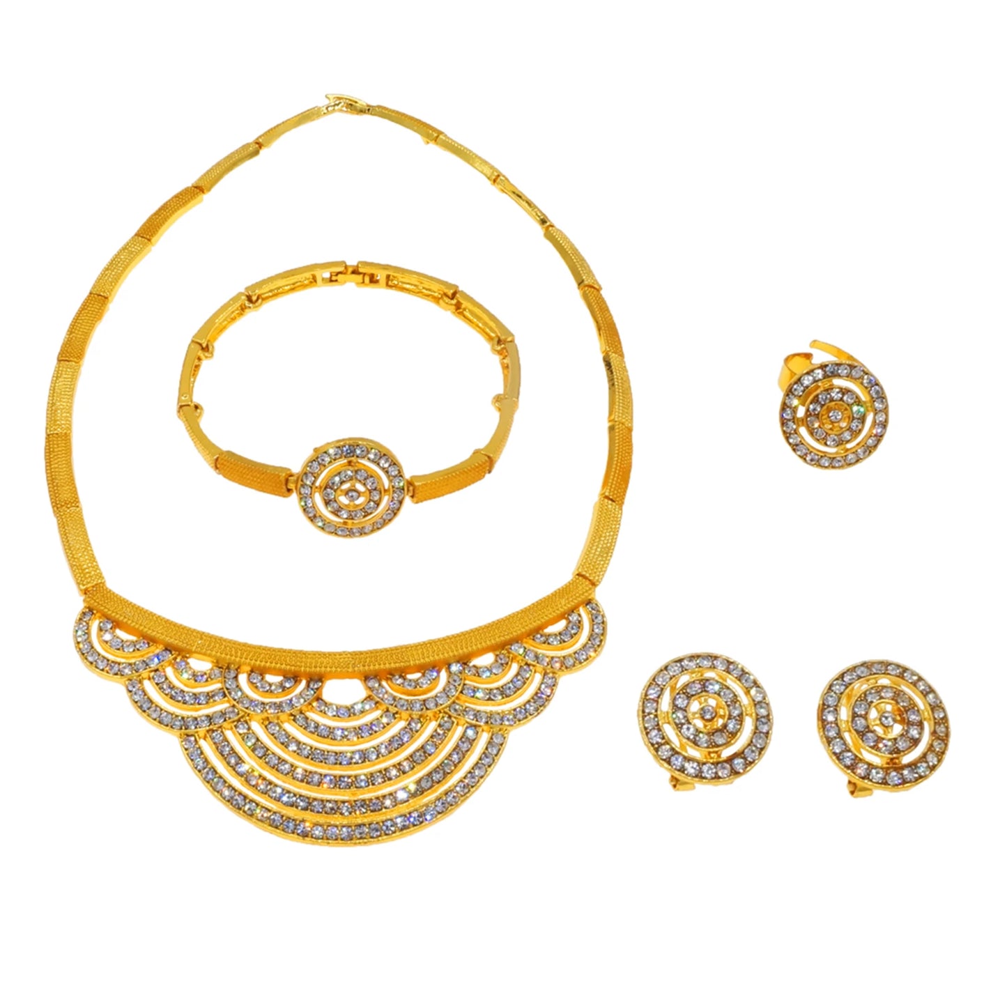 Zhuerrui Exquisite Gold African Jewelry Sets Cheap Bead Necklace Bracelet Jewelry Set Beautiful Woman Festival Gifts HD2300214