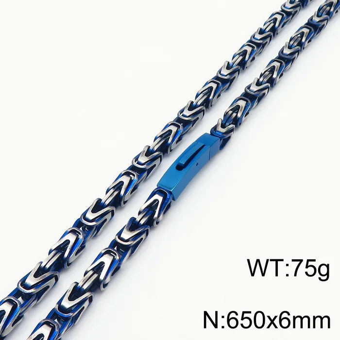 REBEL Men Vintage Stainless Steel Fading Effect Byzantine Links 660mm Necklace&220mm Bracelet Jewelry Set