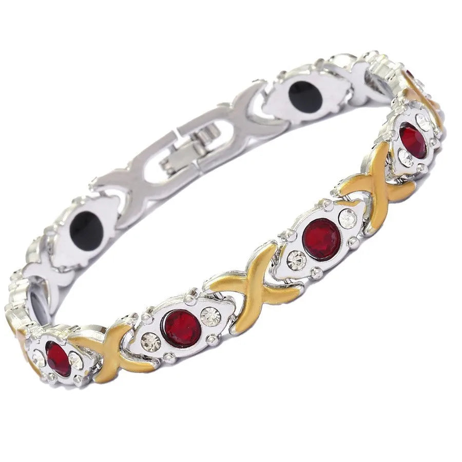 Euro-American Cross-border Hot-selling Magnetic Bracelet Stylish Luxury Lucky Clover Design Kevlar Natural Stone Single-Row