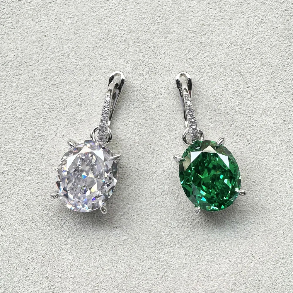 MUSHAN Jewelry Factory 12 Carat Dan Shaped 10 * 12 Emerald High Carbon Diamond Ice Flower Cut Earrings for Women 925 Silver