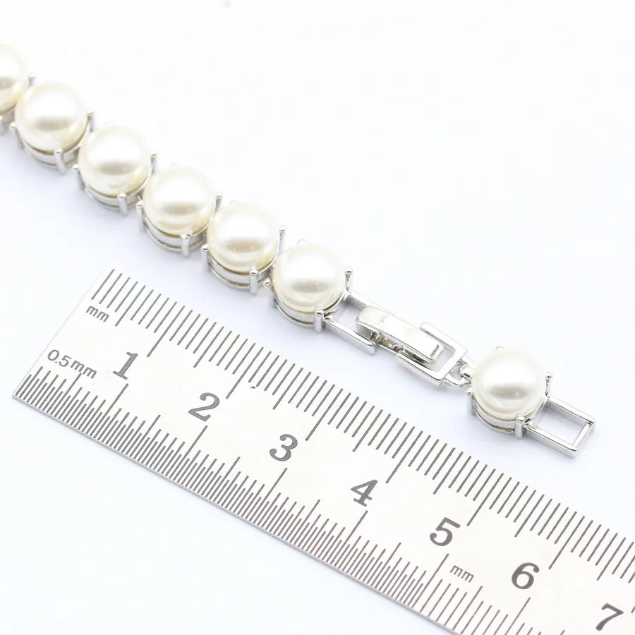 XOTICA 2023 New White Pearl Bridal Jewelry Set for Women Includes Earrings Necklace Pendant Ring for Wedding Party Christmas Gift Idea