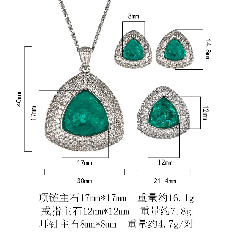 REDheart Copper Inlaid Zircon Gold-Plated Open Ring Simulation Women's Wedding Flower Shape Fashion Pendant Necklace Set