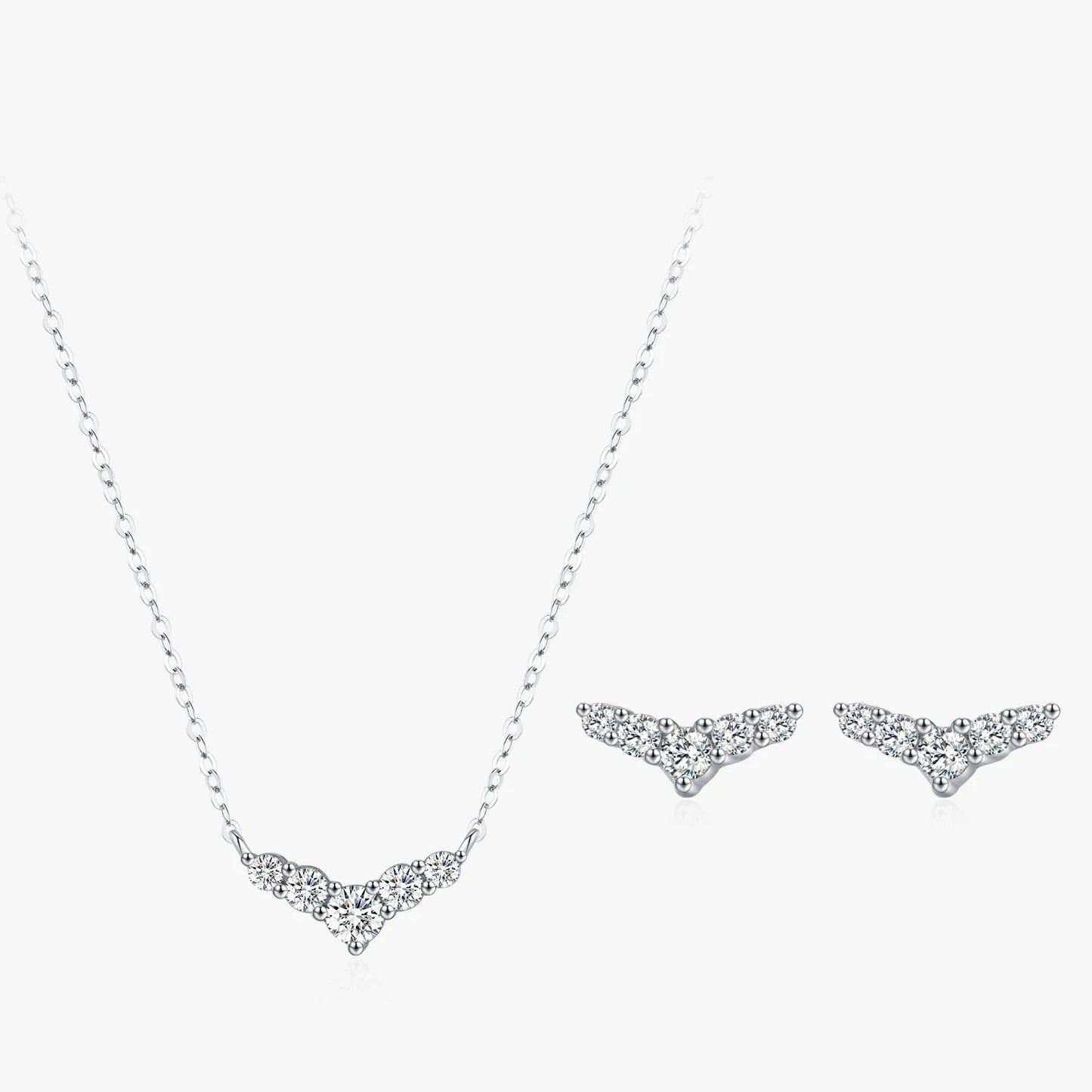 Ailmay Romantic 925 Sterling Silver Dolphin Tail Earring Necklace Set For Women's Valentine's Day or Anniversary Gift