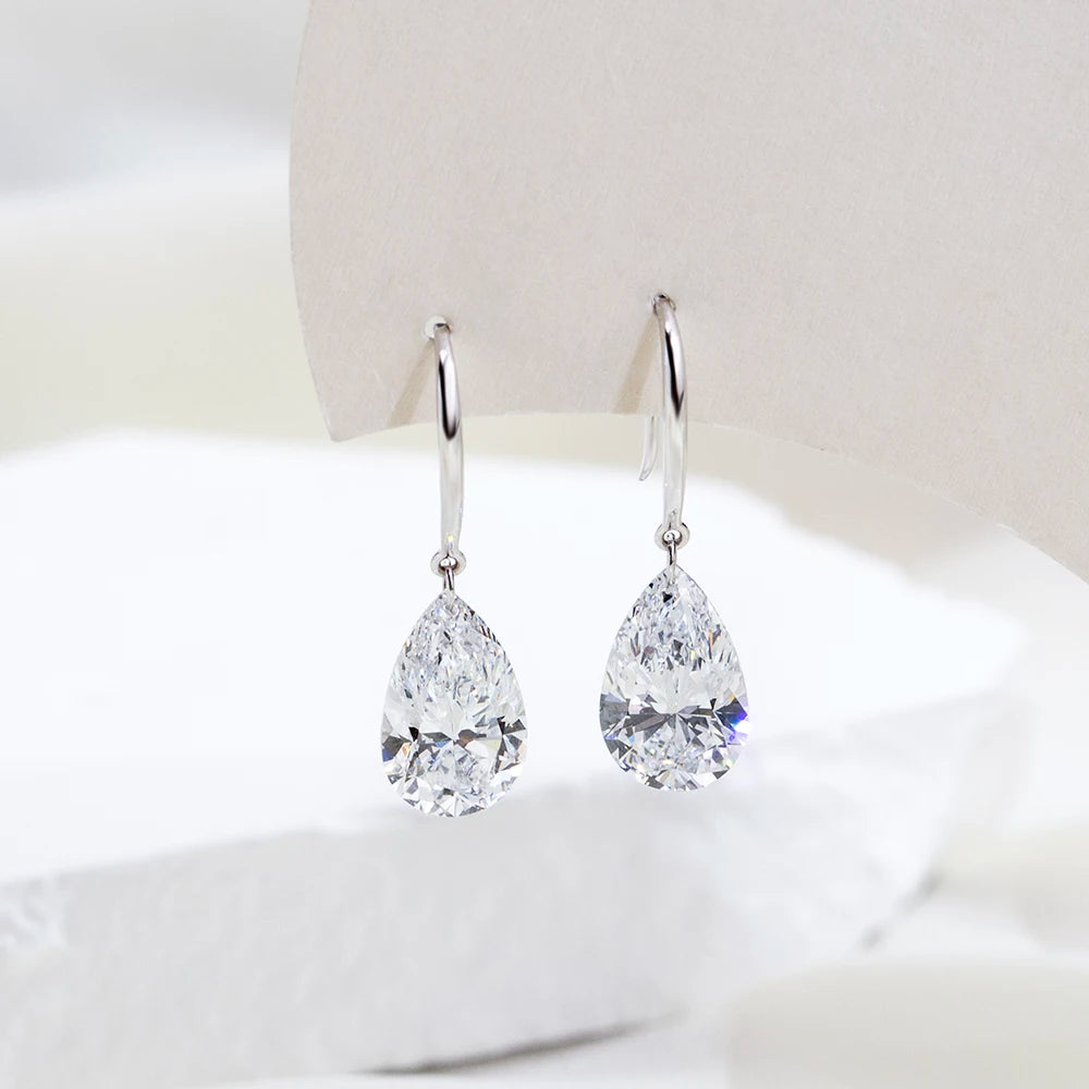 Gemfiori MSE-840 9K Solid Gold With 1ct Each Loose Lab Grown Diamond Pear Cut Solitaire Earring Hop Sale Gold Gemfiori Price