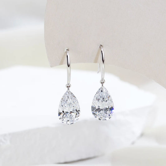 Gemfiori MSE-840 9K Solid Gold With 1ct Each Loose Lab Grown Diamond Pear Cut Solitaire Earring Hop Sale Gold Gemfiori Price