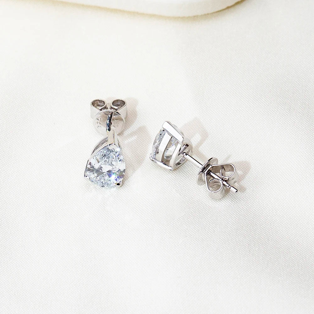 Gemfiori MSE-513 9K Solid Gold With 1ct Loose Lab Grown Diamond Pear Cut Solitaire Earring Hop Sale Gold Gemfiori Price