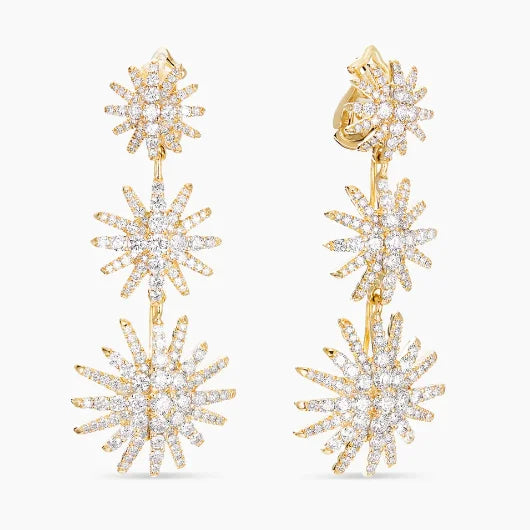FASHIONISTA DY High-Quality Silver-Plated Sunflower Earrings with Diamonds. Gold-Plated Sunflower Earrings. Jewelry.