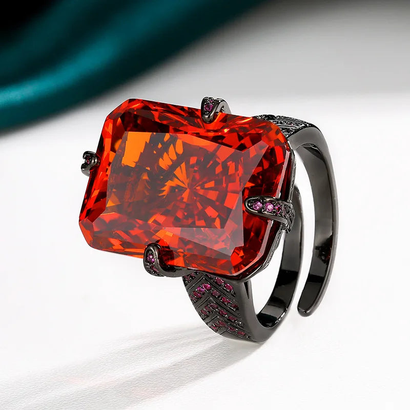 Gemfiori Jewelry Set Women's Retro Style Set Necklace Ring Copper Gold Plated Square Cutting 15 * 20 Wedding Party Zircon