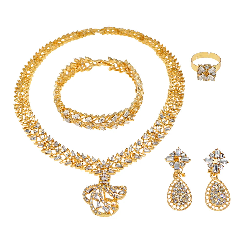 Zhuerrui Nigerian 18k Gold Plated Jewelry Set Brazil Gold Designer Wedding Jewellery Set Fashion Necklaces Jewelry SetsHB00915