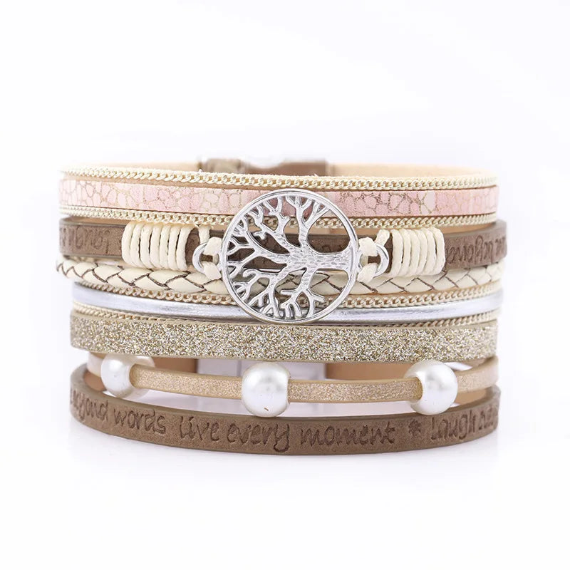 Cross-border Tree Life Magnetic-Clasp Womens Bracelet for Embossed Letter Zhejiang Gift European American Style