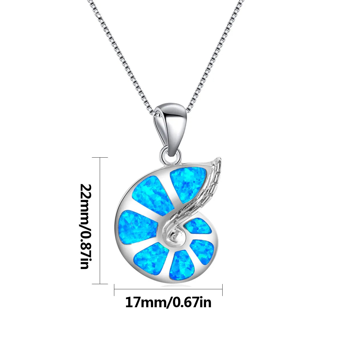 Hot Selling Christian Copper Animal Box Chain Hawaiian Conch Necklace Blue Opal Gemstone Minimalist Beach Vibe Gift Bulk Supply