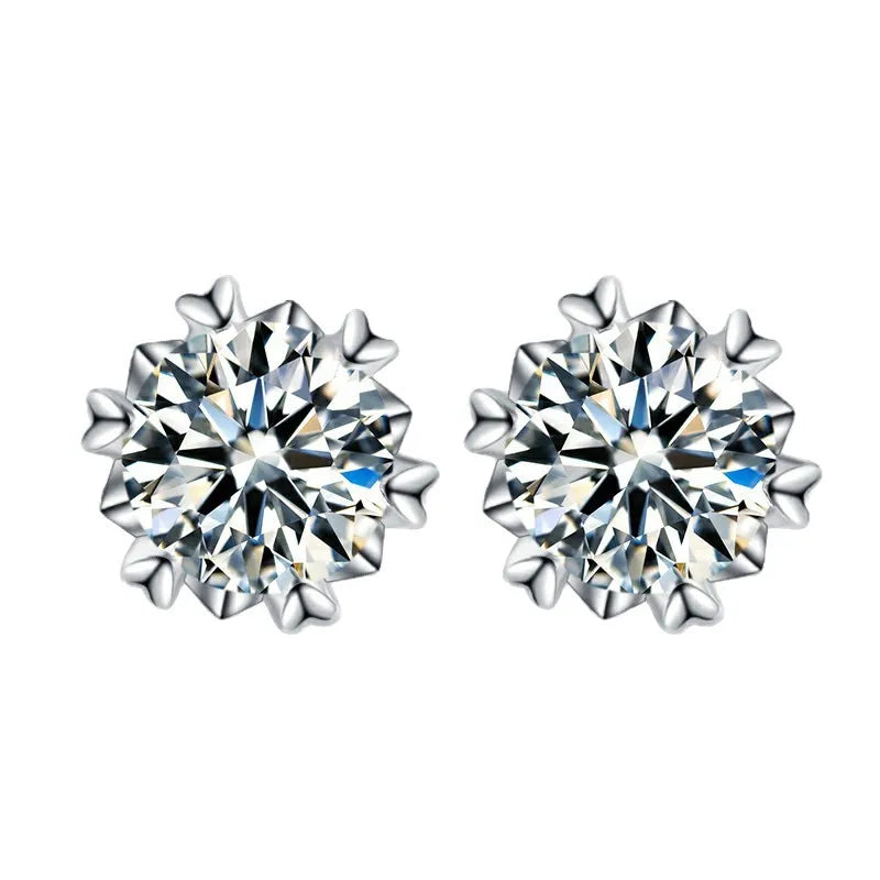 ArtistA Classic 925 Silver Round Cut 1ct VVS GRA Moissanite Necklace Snowflake Diamond Pendant Jewelry Set for Gifts Fir Girlfriend