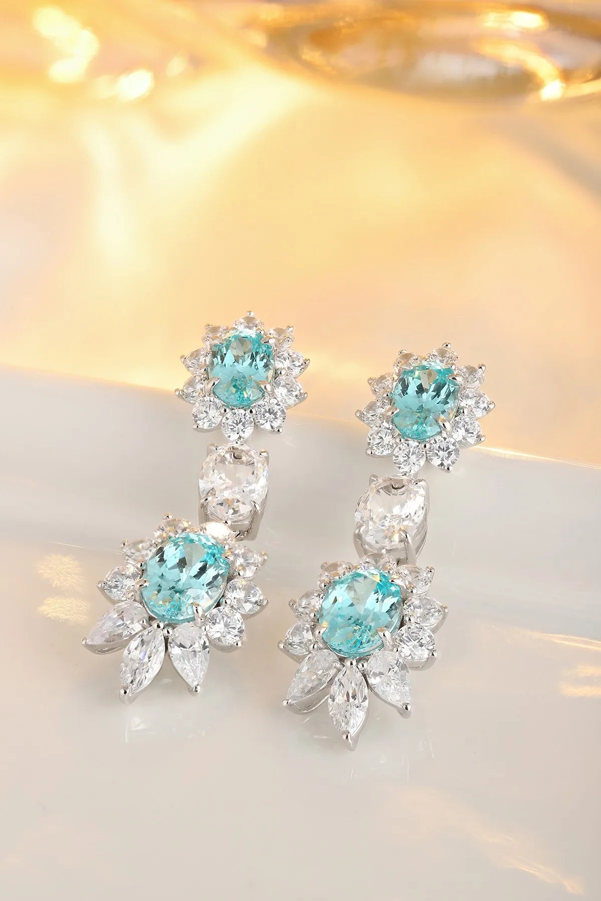 Gemfiori Anster High Quality S925 Lab Grown Paraiba Earring Stud Dainty Gemstone Stud Earrings for Women Daily Wear Gift