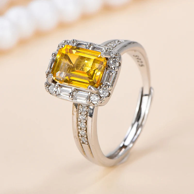 Gioiellieri Hot Selling Natural Crystal Baguette Cut Silver 925 Luxury Rhodium Plated Prong Setting Third Party Certified Ring Women's