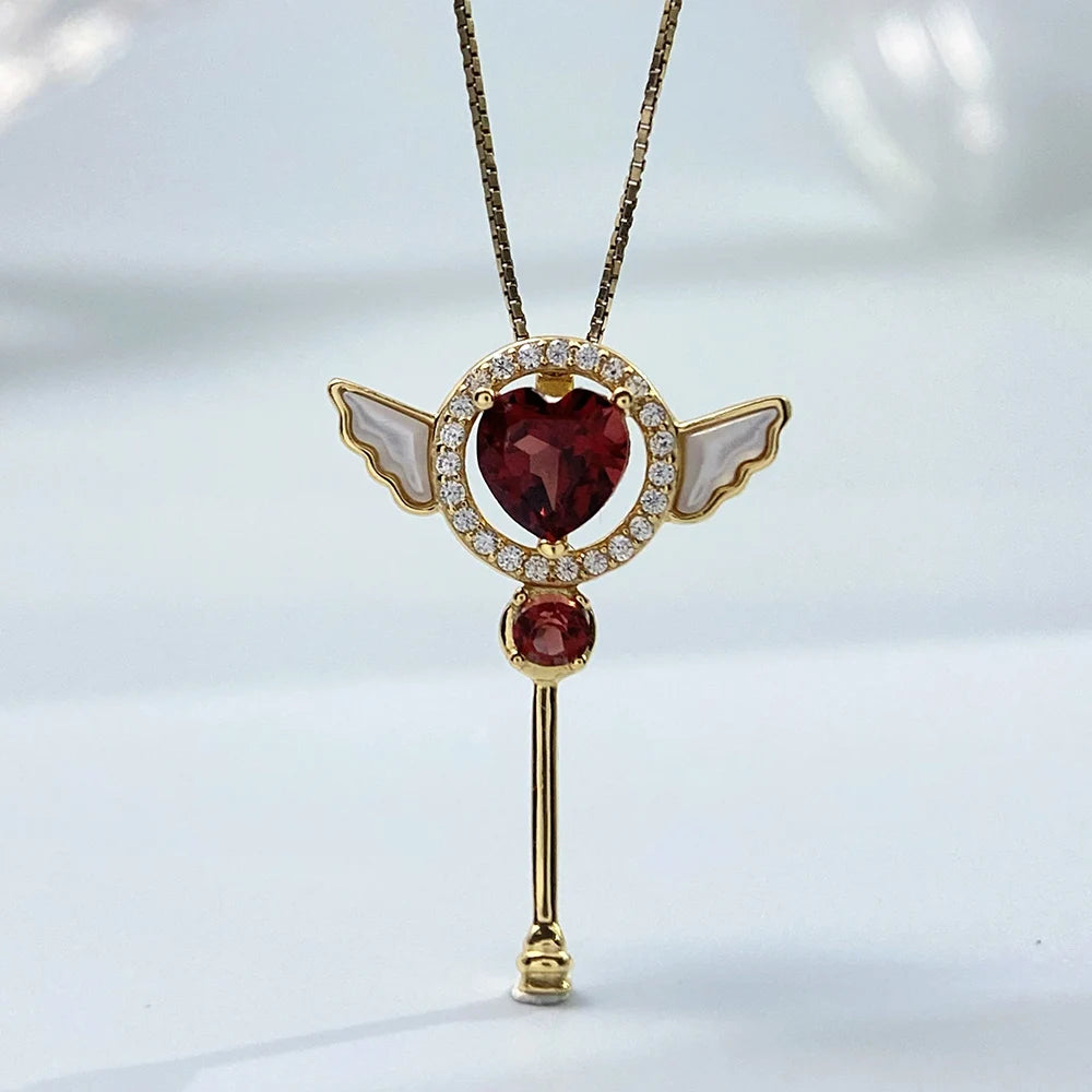 Gioiellieri Garnet Pendant with Natural Red Gemstone for Women S925 Sterling Silver Necklace Fine Jewelry Anniversary Birthday Gift for Her