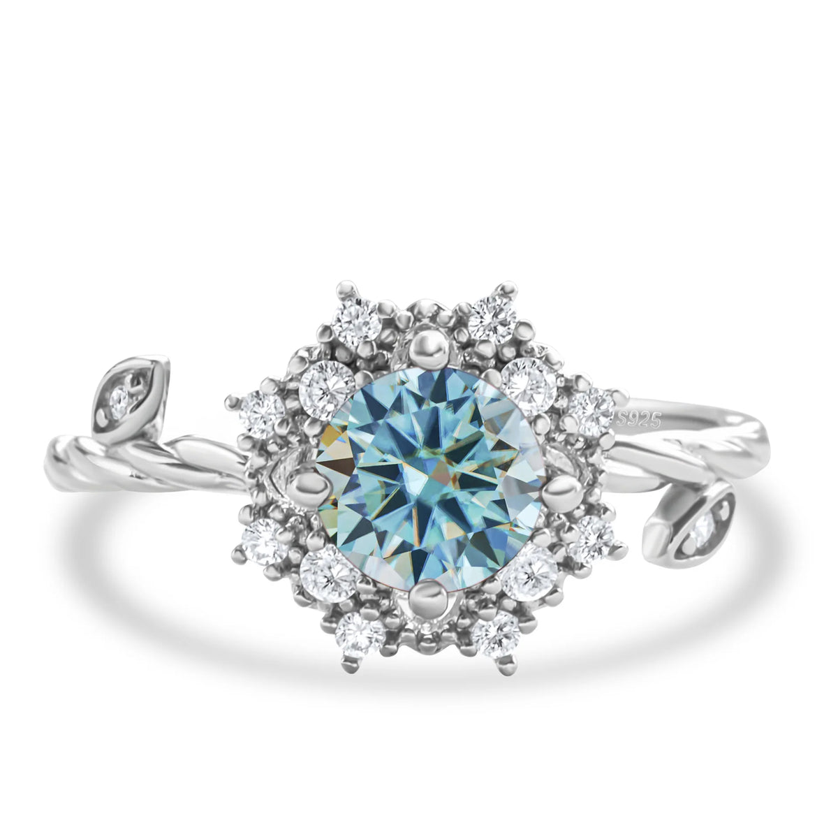 ArtistA Popular Fashion Jewelry 925 Sterling Silver Brilliant Round Cut 1CT VVS GRA Colored Moissanite Flower Rings for Women