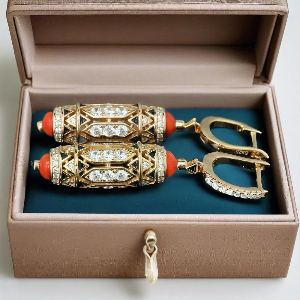 MUSHAN Jewelry Factory S925 Sterling Silver Earrings With Electroplated Gold and Enamel Craftsmanship Are Best Selling
