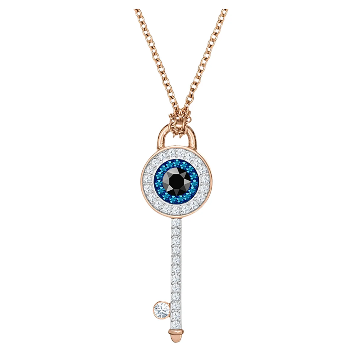 S&S Dainty Sparkling Blue Crystal Eye Necklace, Multitone Metal Layered Eye Charm Pendant Daily Ladies Fashion Jewelry