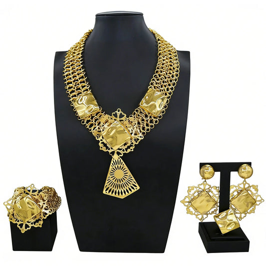 Italian Jewelry Set Alloy Brazilian Jewelry Sets Wedding Party Pendant Necklace Bracelet Ring Earrings Jewelry Set  HK052922