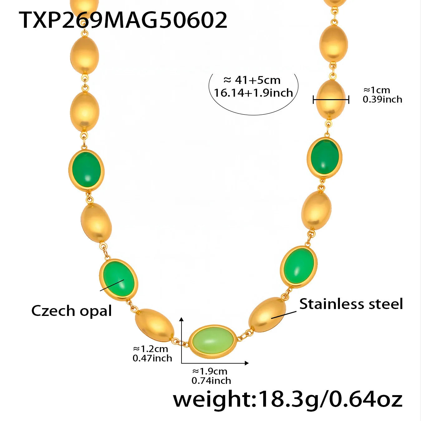 Natural Oval Opal Necklace, Bracelet & Earrings Jewellery Set | Bohemian Gold Plated Stainless Steel Set