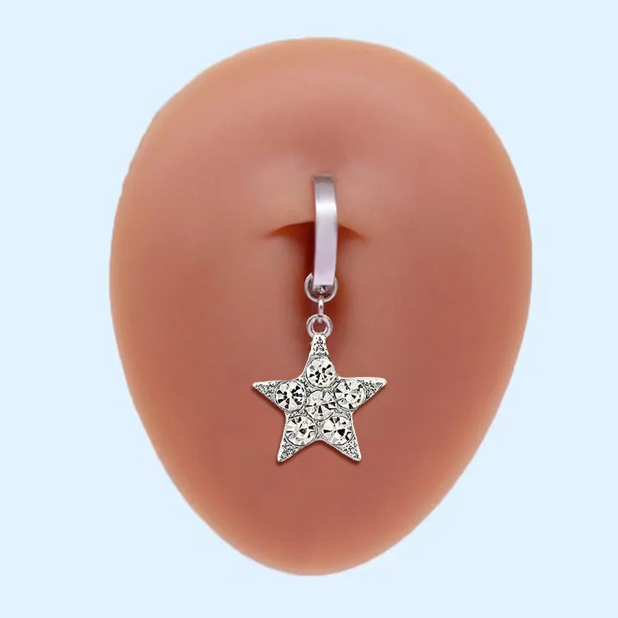 S&S Minimalist Curved Smooth Belly Button Nail butterfly Five Pointed Star Belly Button Buckle Piercing Jewelry