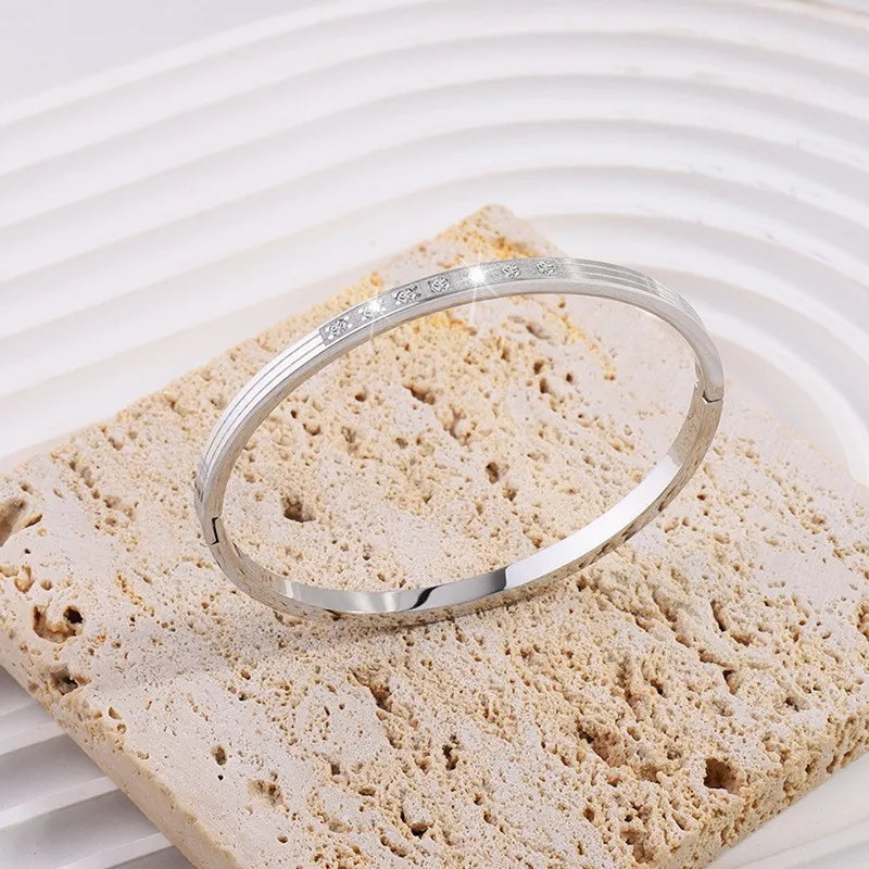 REBEL Stainless Inoxydable Stainless Steel 18K Gold Plated Roman Women Fashion Jewelry Bracelets Bangles