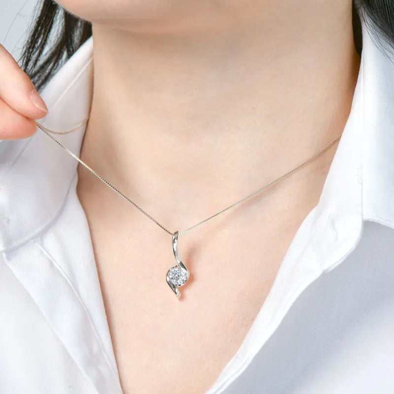 Hot Selling Fashion Jewelry Sets Love Couple 925 Silver Eternal 6.5mm 1ct  Moissanite Infinity Twist Pendant Necklace for Women