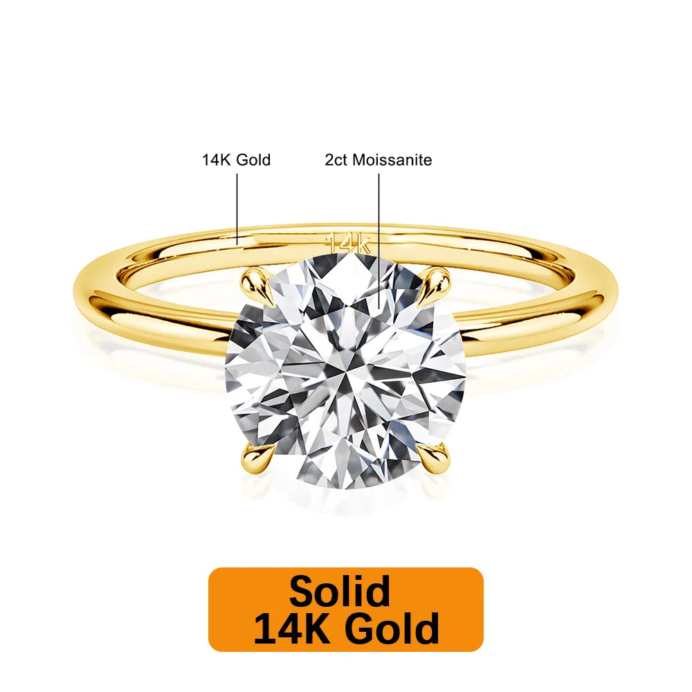 Gioiellieri 14K Gold Jewelry Maker 1 Carat 2 Carat 3 Carat Moissanite Diamond Hollow Gold Rings Woman Engagement Gift