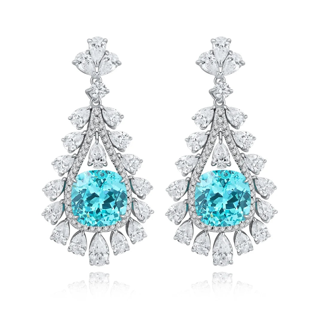 Gemfiori 925 Sterling Silver Earrings Lab Grown Emerald Drop Earrings for Women Vintage Jewelry Gift Idea for Her Wedding Party