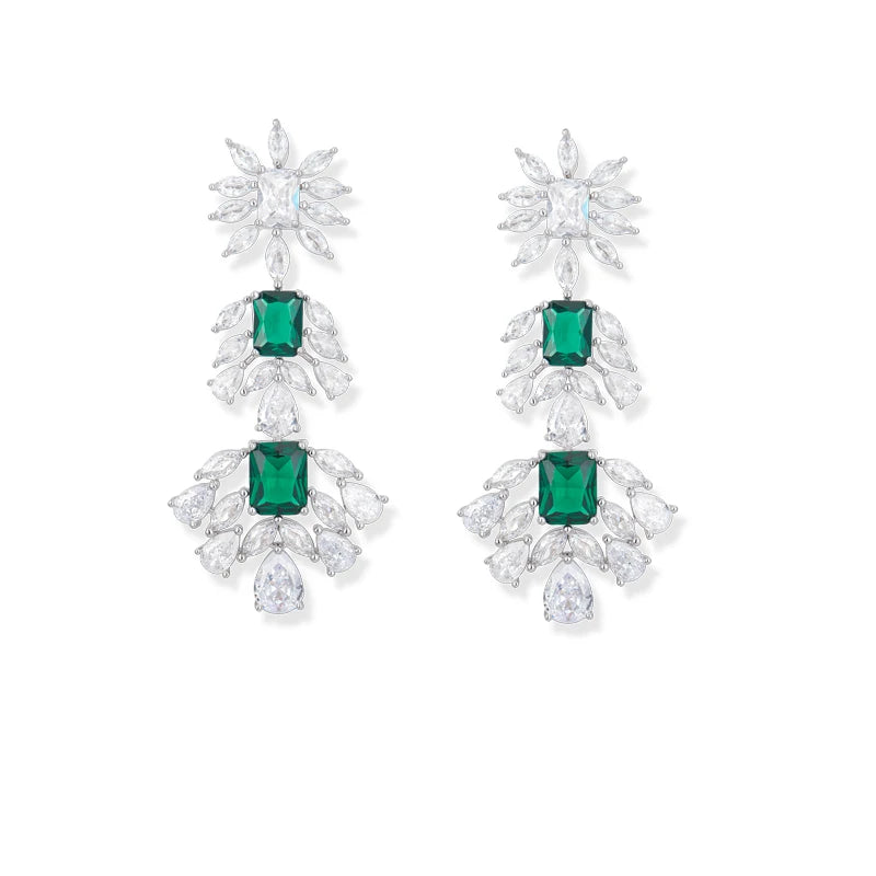 Wholesale Green Plated Brass Women's Evening Accessories Set Fashion Wedding Necklace Earrings Direct Sales Factory