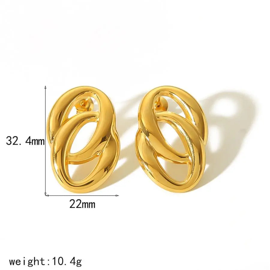 S&S Geometric Line Stud Earrings | 18K Gold Plated | S&S