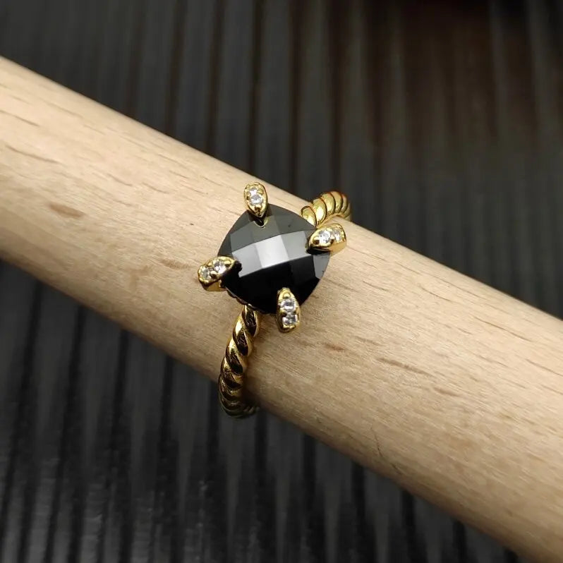 FASHIONISTA DY High-Quality Silver-Plated Diamond-Set Rings, Gold-Plated Colored Gemstone-Set Rings, Jewelry