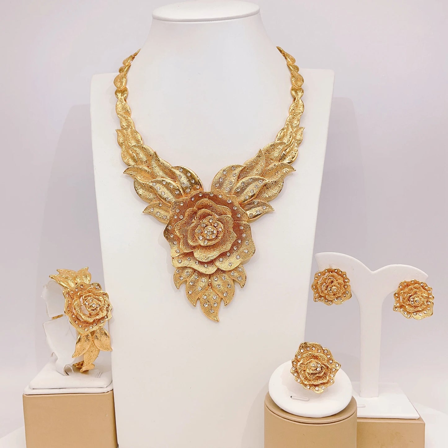 Zhuerrui High Quality Bridal Good Jewelry Set Fashion Rose Bead Necklace Jewelry Sets Simple Woman Festival Gifts DH2310025