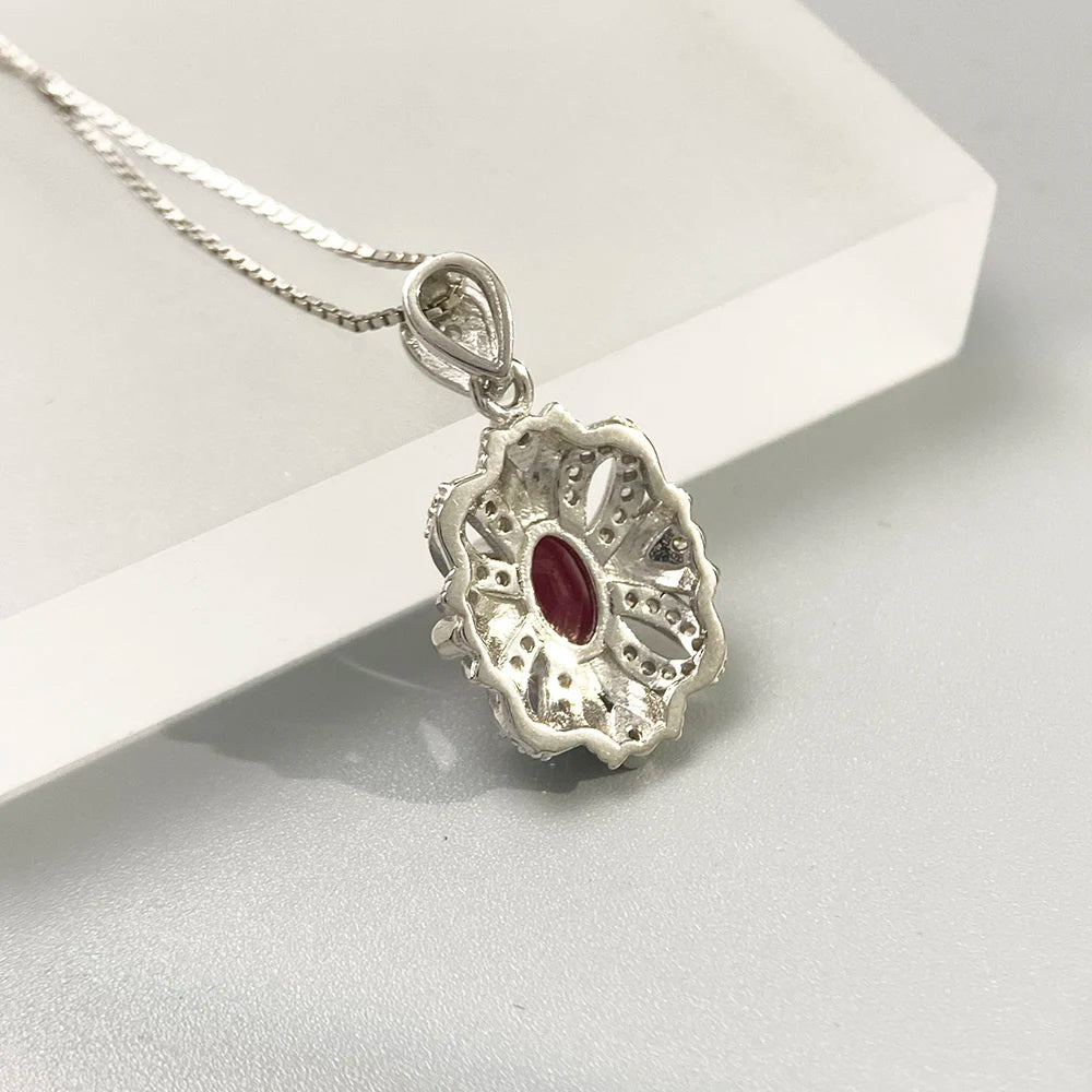 Gioiellieri Teardrop Ruby Pendant with Natural Red Gemstone for Women 925 Sterling Silver July Birthstone Fine Jewelry Elegant Wedding Gift