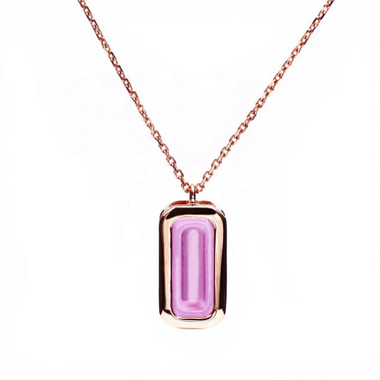ArtistA Bezel Pink Necklace