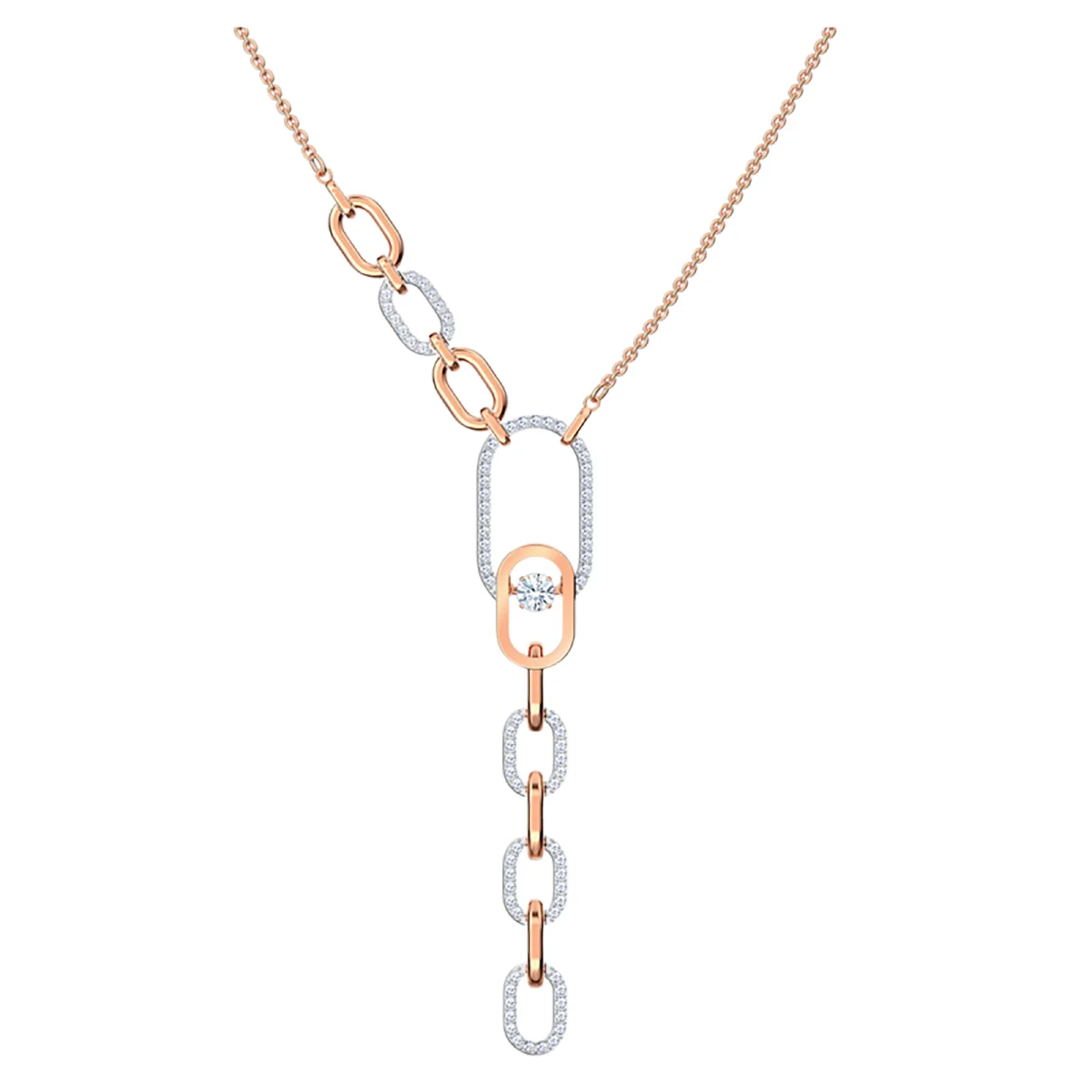 S&S Women Classic Copper Circle Crystal Zircon Pendant Necklace Silver Rose Gold Plated Sparkling Cubic Zirconia Dainty Chain Party