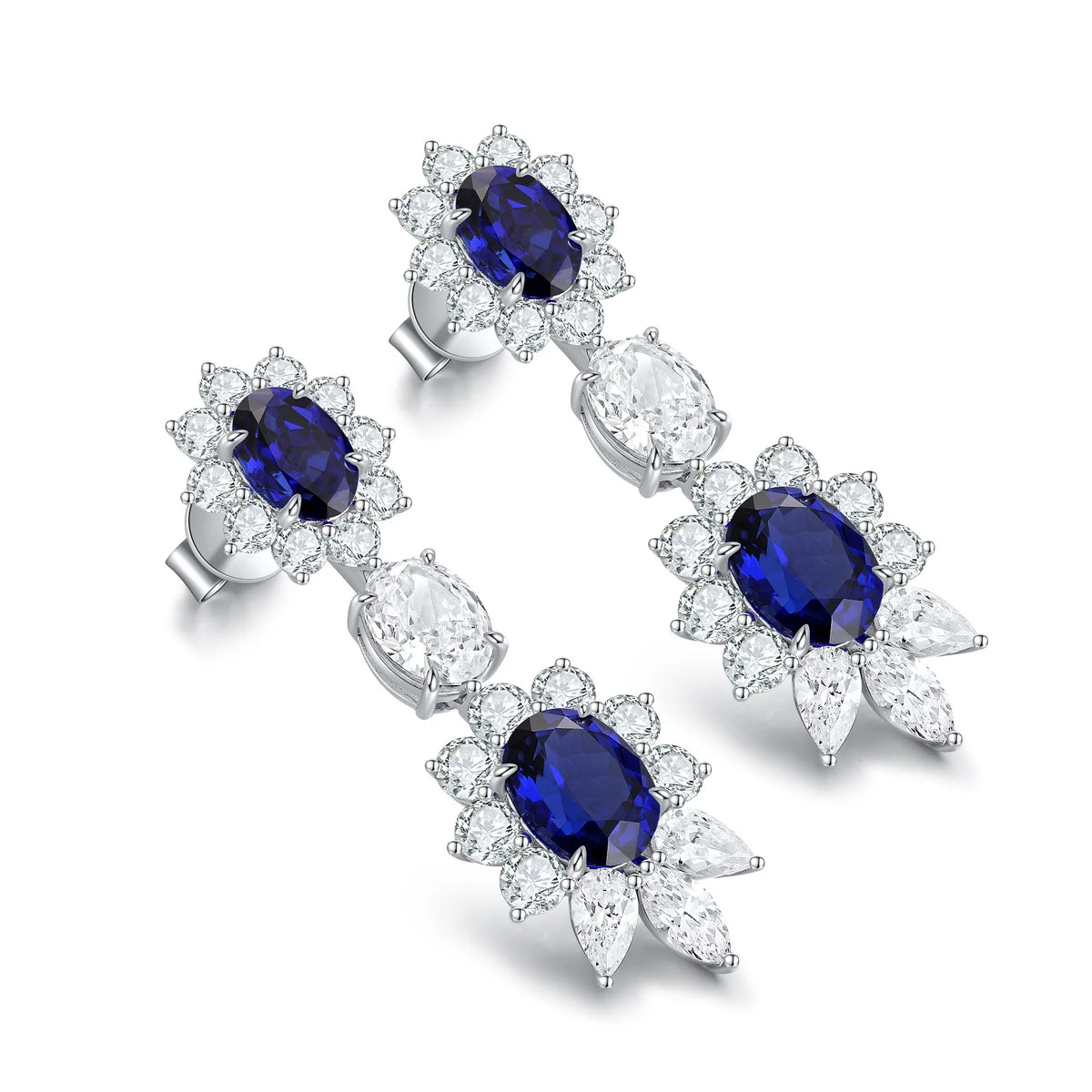 Gemfiori Anster High Quality S925 Lab Grown Sapphire Earring Stud Dainty Gemstone Stud Earrings for Women Daily Wear Gift