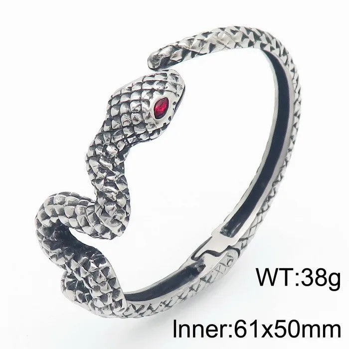 KALEN Punk Unisex Stainless Steel Fashion Bracelets Bangles Open Cuff Snake Charm Bracelets