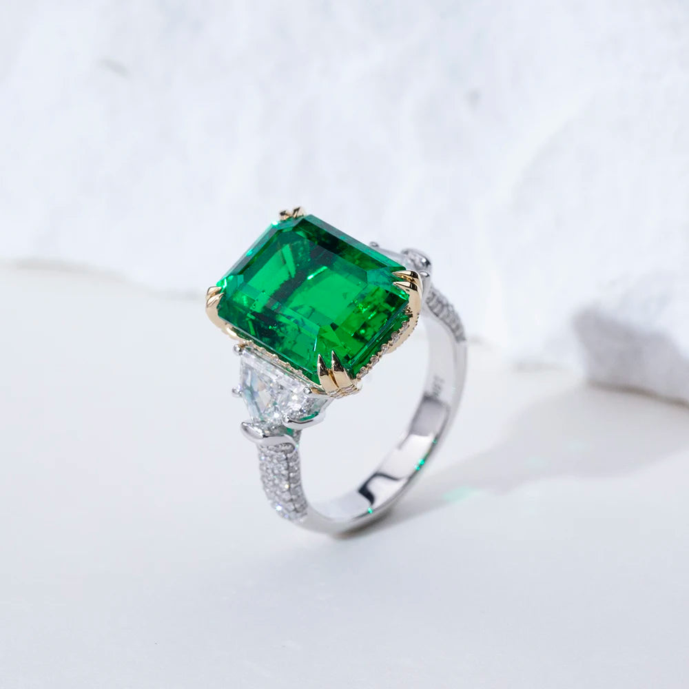 Messi Jewelry Custom Jewelry MSR-2038 Fashion Designed 18k White Gold Lab Grown Emerald Ring