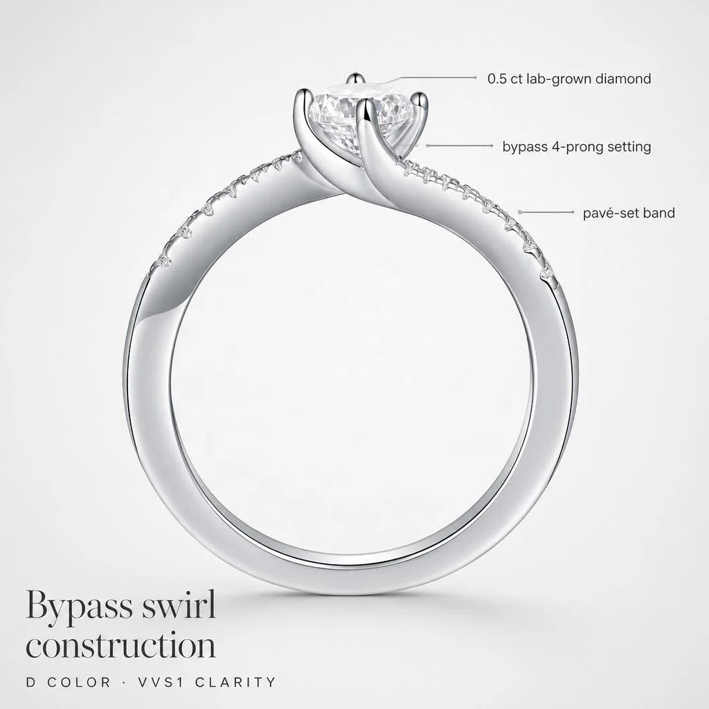 Gioiellieri Radiant Lab Grown Diamond Ring 0.5ct D VVS1Round Brilliant Cut 9K 14K 18K White/Yellow/Rose Gold PT950 Ladies Fashion Jewelry