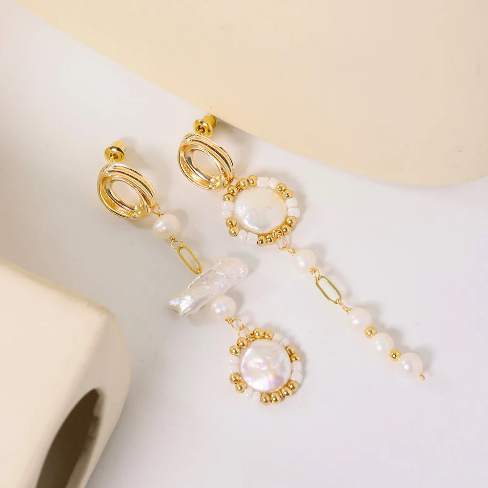 Natural Freshwater Baroque Pearl Earrings Korean Style Women Luxury Jewelry Fashion Ladies and Girls Gift GE1525