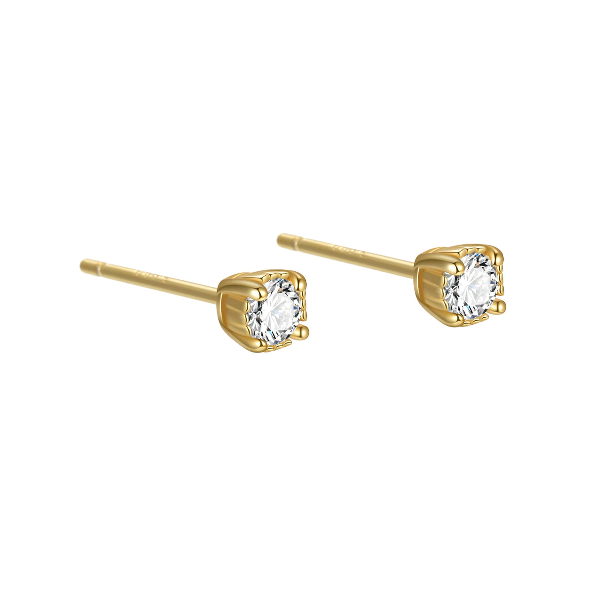 Trendy 925 Sterling Silver Stud Earring Bezel Claw Round White/Red/Blue/Black Colorful 5A CZ Earrings Gift for Women Mom