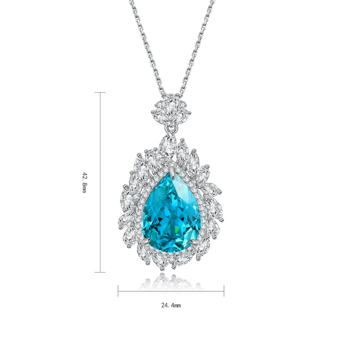 Gemfiori Anster 925 Sterling Silver High-quality Cultivated Paraiba Necklace - Suitable for Parties or As a Gift