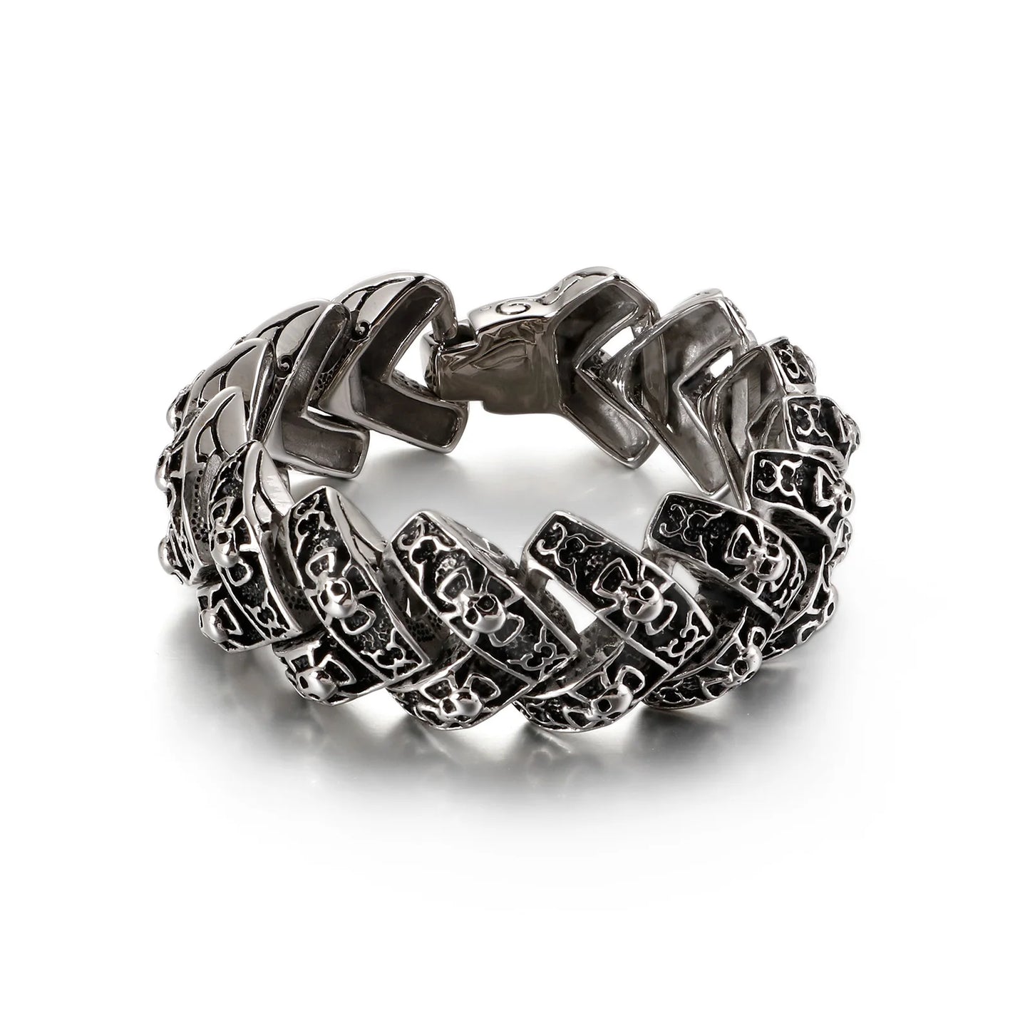 KALEN Punk Personality Bone Chain Stainless Steel Bracelet Man